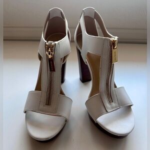 Michael Kors White High-Heeled Sandals with Zipper